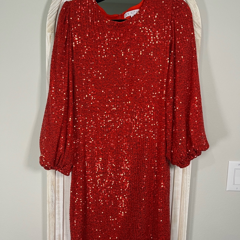 Ivy City Co Red Sequin Dress